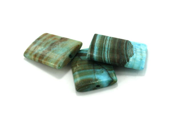 37MM Blue/Blk Malachinte Rec Stn Bead
