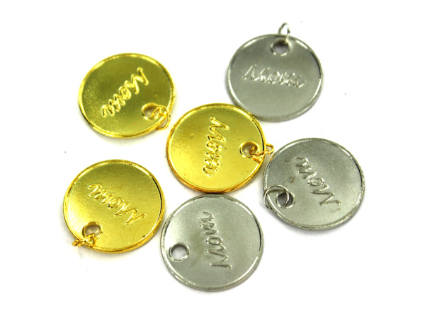36 Gold And Silver Engraved "Mom" Charms