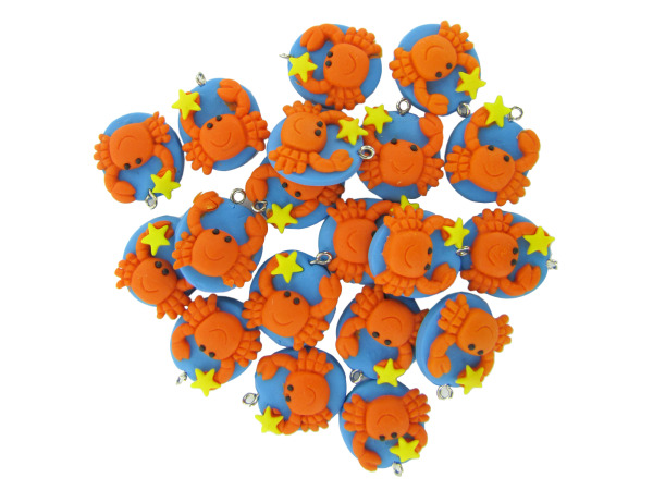 24 Cutie Crab Fimo Clay Charms
