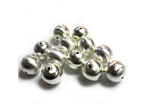 Brushed Silvertone Metal Round Beads