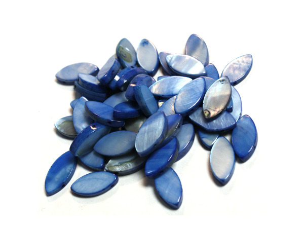 17MM Td Blue Fw Shell Dbl Cone Beads