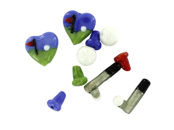 Golf-Lover's Lampwork Glass Bead Mix