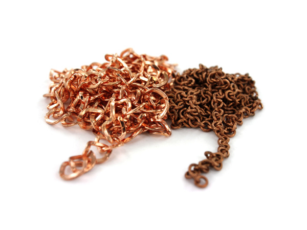 Copper-Tone Metal O-Ring & Twisted Rectangular Link Chains