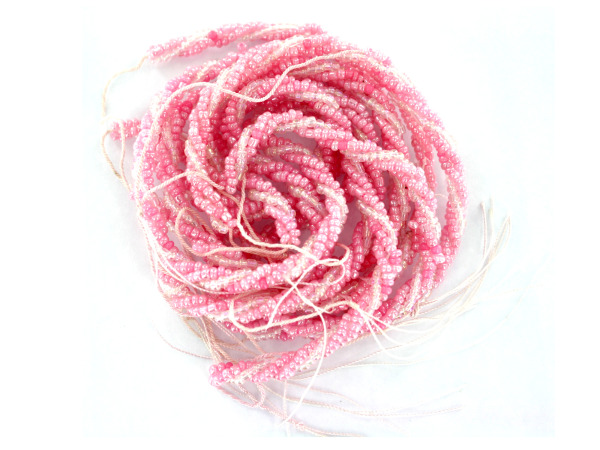 Pink & Pearlescent Glass Seed Bead Strands