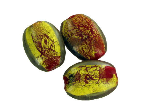 30MM Red & Gold Foil Glass Bead