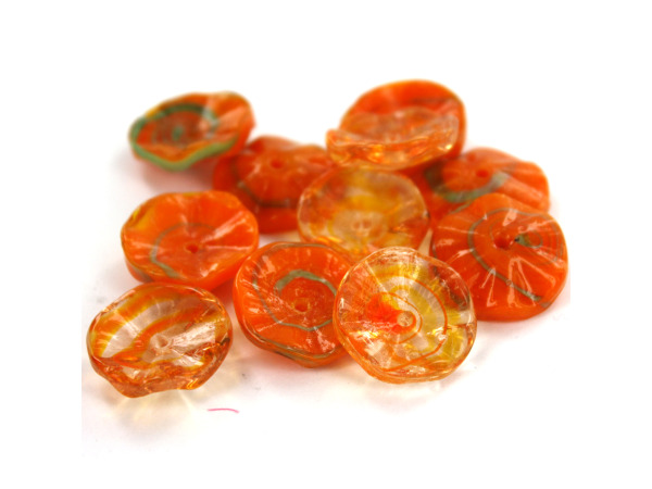Orange & Clear Open Flower Glass Bead Mix