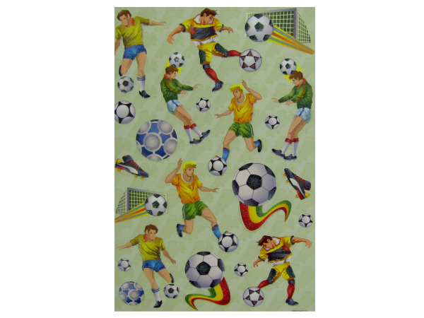 Embossed Glitter Soccer Stickers