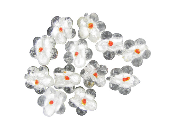 White Flower Foil Glass Bead Mix
