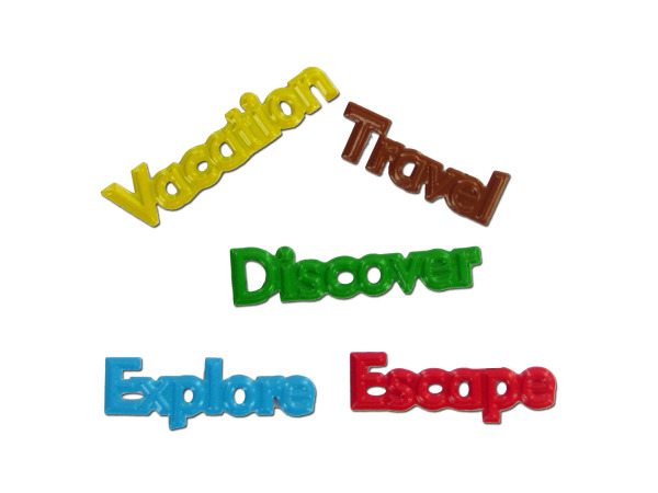 48 Travel Word Brads
