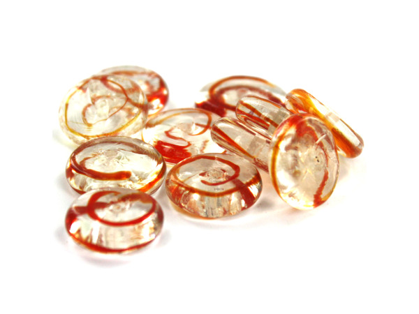 15MM Red Swirl Glass Disc Bead