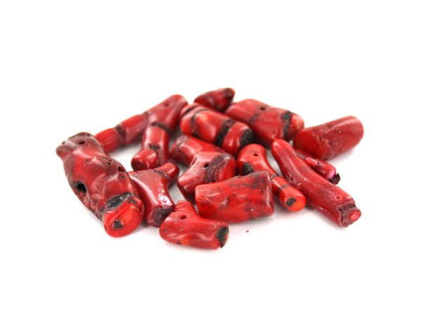 24MM Red Organic Coral Colored Stone Bd