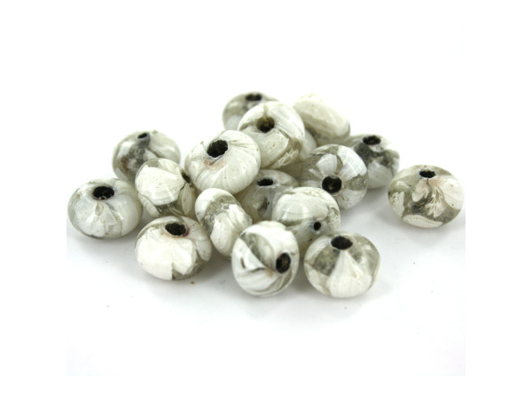 Gray & White Marble Round Glass Beads