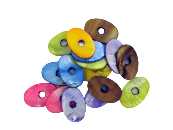 32MM Oval Lg Holed Fq Shell Bead Mix