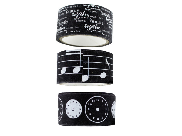 3 Yards Of Black Vintage Adhesive Ribbon With White Print
