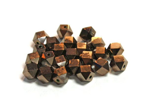 8MM Brown Faceted Glass Beads