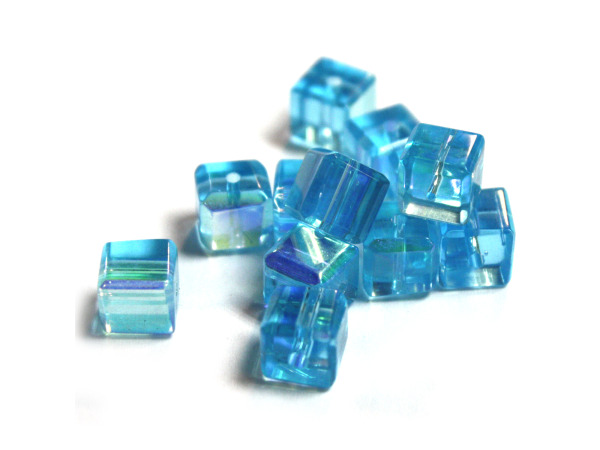 Ab Aqua Cut Glass Crystal Cubes (8MM)