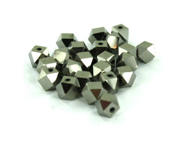 8MM Silver Faceted Glass Beads
