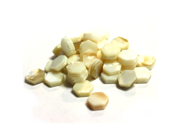 7MM White Fresh Wtr Shell Hexagon Beads