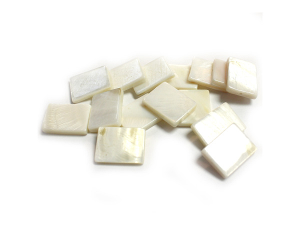 18MM Wht Fresh Wtr Shell Rectangle Beads