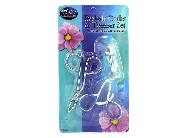 Eyelash curler and tweezers set