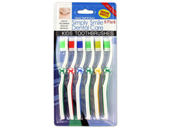 6 Pack childrens wave bristle toothbrushes