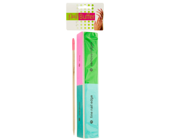 Nail buffer with cuticle stick