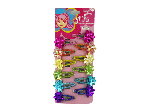 12-pc colored flower hair clips