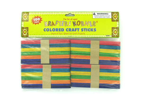 Multi-colored wood craft sticks