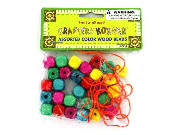 Wood beads with string set