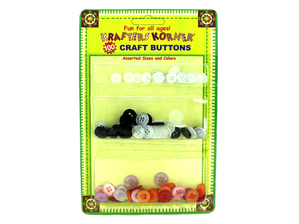 Assorted craft buttons, pack of 100