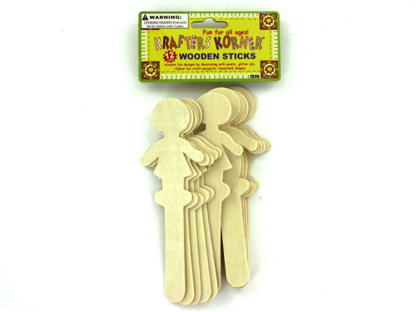 12 pack assorted shapes wood sticks (assortment may vary)
