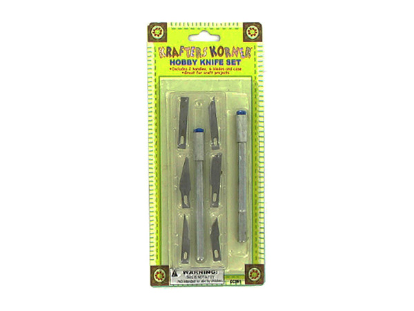 hobby knife set with 2 handles and 6 blades