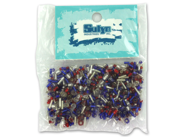 red white blue silver e-bead mix