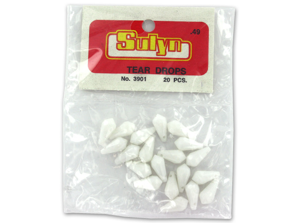 white teardrop shaped beads