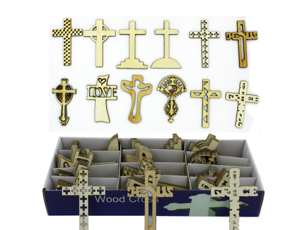 wood cross 72 piece display assorted designs