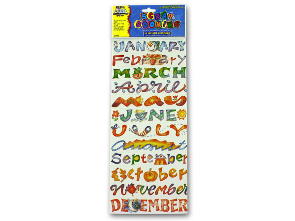 Twelve month scrap booking stickers