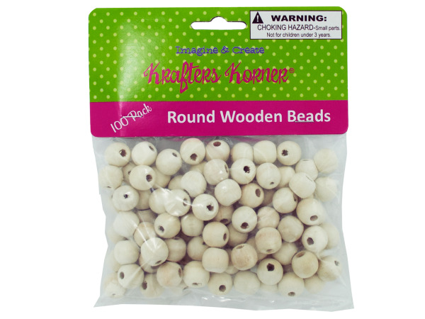 Round wood craft beads