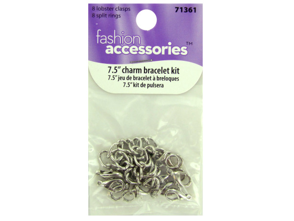 7.5 inch charm bracelet kit 8 lobster clasps/8 split rings