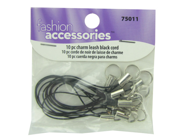 10 piece charm leash black cord