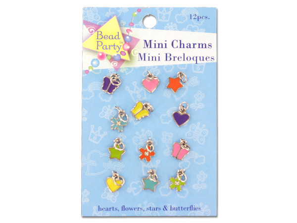 12 piece mini charms hearts, flowers, stars, butterflies