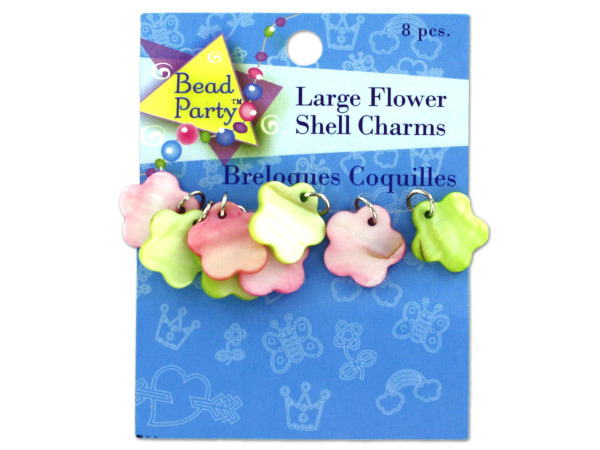 8 piece large flower shell charms