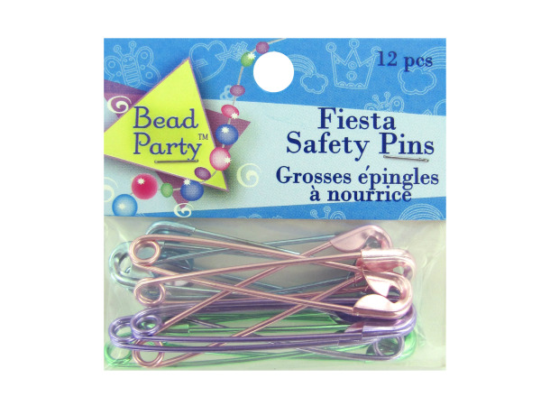 12 piece fiesta safety pins assorted metallic colors