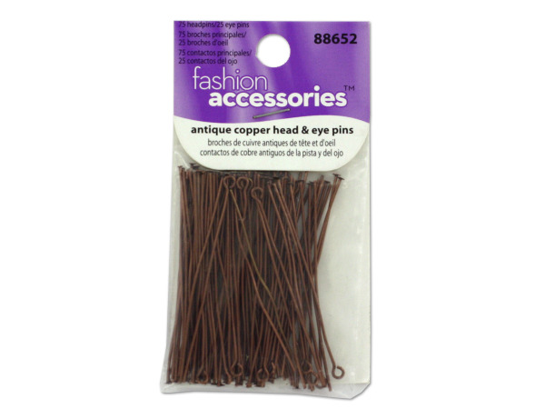 antique copper 75 pc headpins/25 eye pins