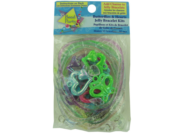 80 piece butterflies/hearts jelly bracelet kits (makes 10)