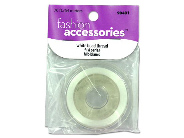 75 yards of white bead thread on a spool