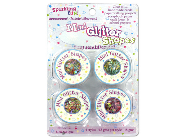 4 style mini glitter shapes 4.5 gms per style