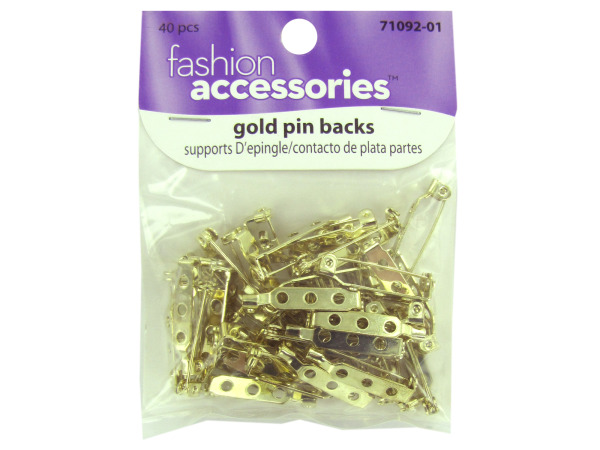 Gold pin backs, pack of 40