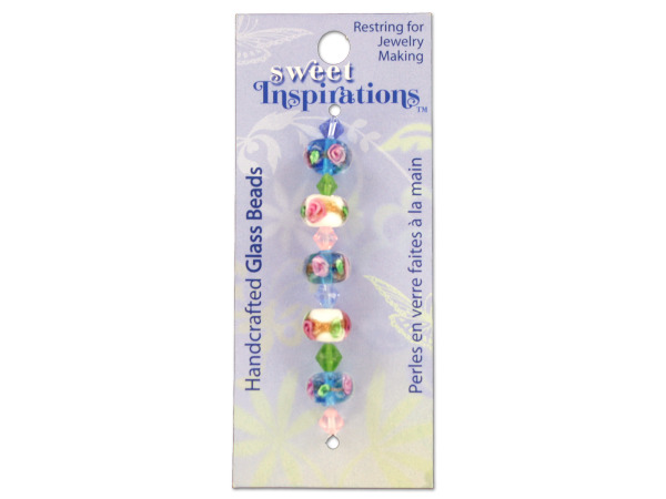 glass round rose and spacer beads