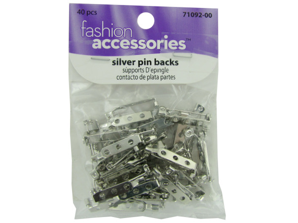 40 pc silver pin backs