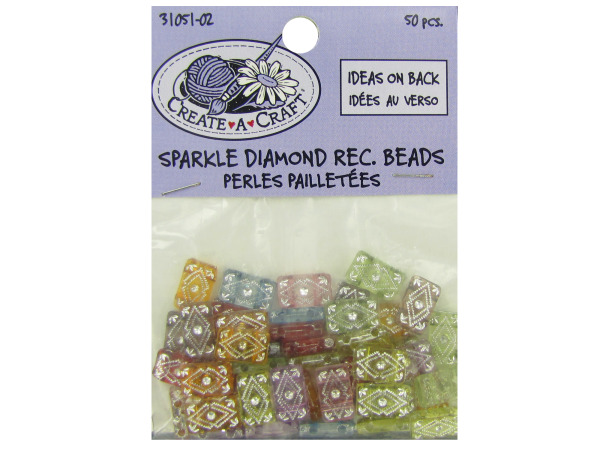 50 pc sparkle diamond rectangle beads
